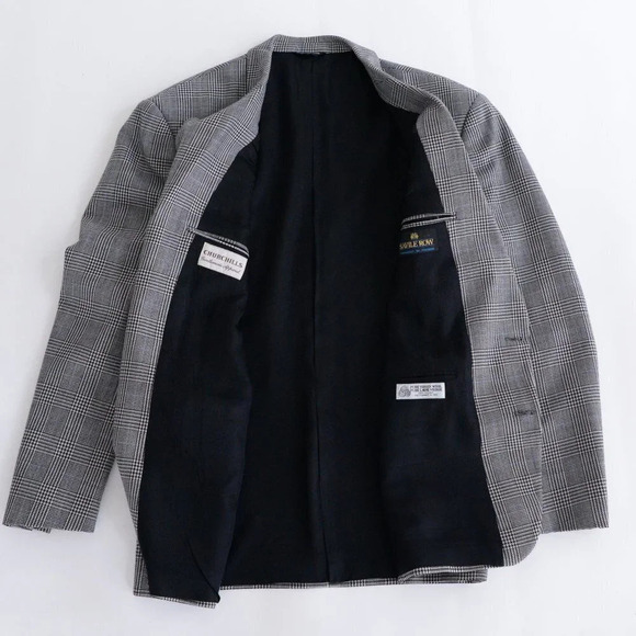 Savile Row 100% Wool Plaid Sport Jacket Blazer ~Grey/Black ~See Measurements Pic - Picture 8 of 16